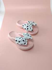 拖鞋女抗菌防臭家居室内浴室洗澡防滑eva布艺蝴蝶结人字拖白色