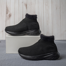 新款飞织内增高弹力袜子鞋高帮运动鞋