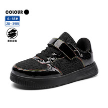 新款经典小黑鞋儿童网面革面板鞋舒适休闲31-39