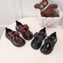 拾捌W198春季新款男女童小皮鞋黑色 棕色26-36 P34