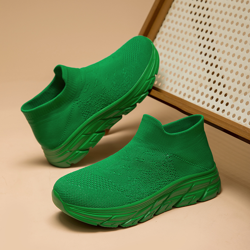 悦足8057 新款宽头飞织袜子鞋休闲运动跨境大码36-46