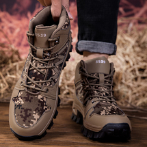 跨境大码男士休闲户外登山鞋迷彩高帮男鞋