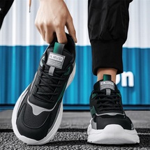 冷粘男鞋新款透气网面运动鞋子男轻便防滑厚底休闲跑步老爹鞋