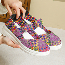 夏季手工编织鞋韩版运动鞋弹力皮筋鞋透气情侣鞋女鞋老北京帆布鞋