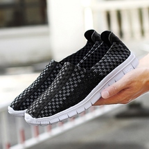 夏舒适软底女休闲妈妈鞋松紧带平面透气老北京布鞋中老年男鞋