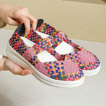 夏季手工编织鞋韩版运动鞋弹力皮筋鞋透气情侣鞋女鞋老北京帆布鞋