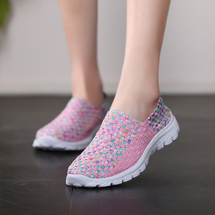 夏中老年人摇摇鞋女鞋厚底增高休闲运动跑步鞋手工编织鞋单鞋